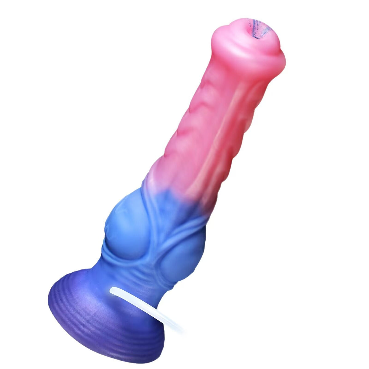 Dual-Color Fantasy Silicone Dildo with Liquid Injection Syringe & Strong Suction Base – Multi-Size Ejaculating Adult Toy