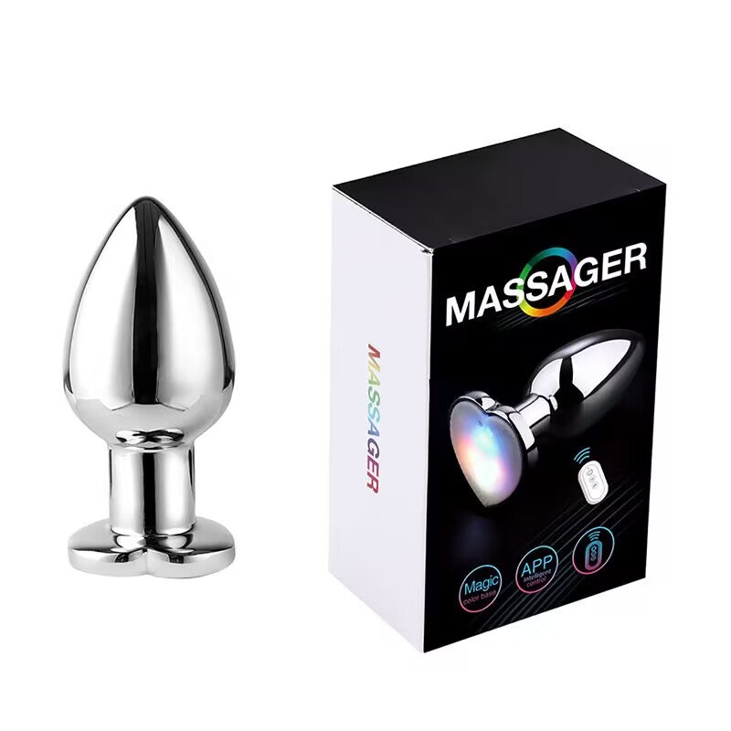 Large size smart anal massager standing next to the high-quality retail packaging box.