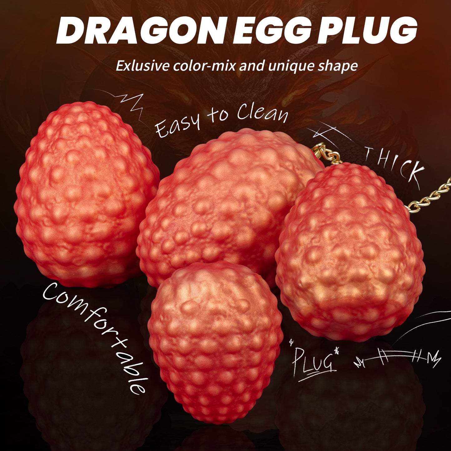 Drachenei-Plug – Analplug mit Drachenschuppen-Textur und gewichtetem Fülle-Gefühl