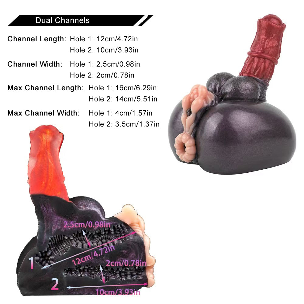 Fantasy Dual-End Silicone Masturbator & Dildo Combo | Realistic Texture Body Toy