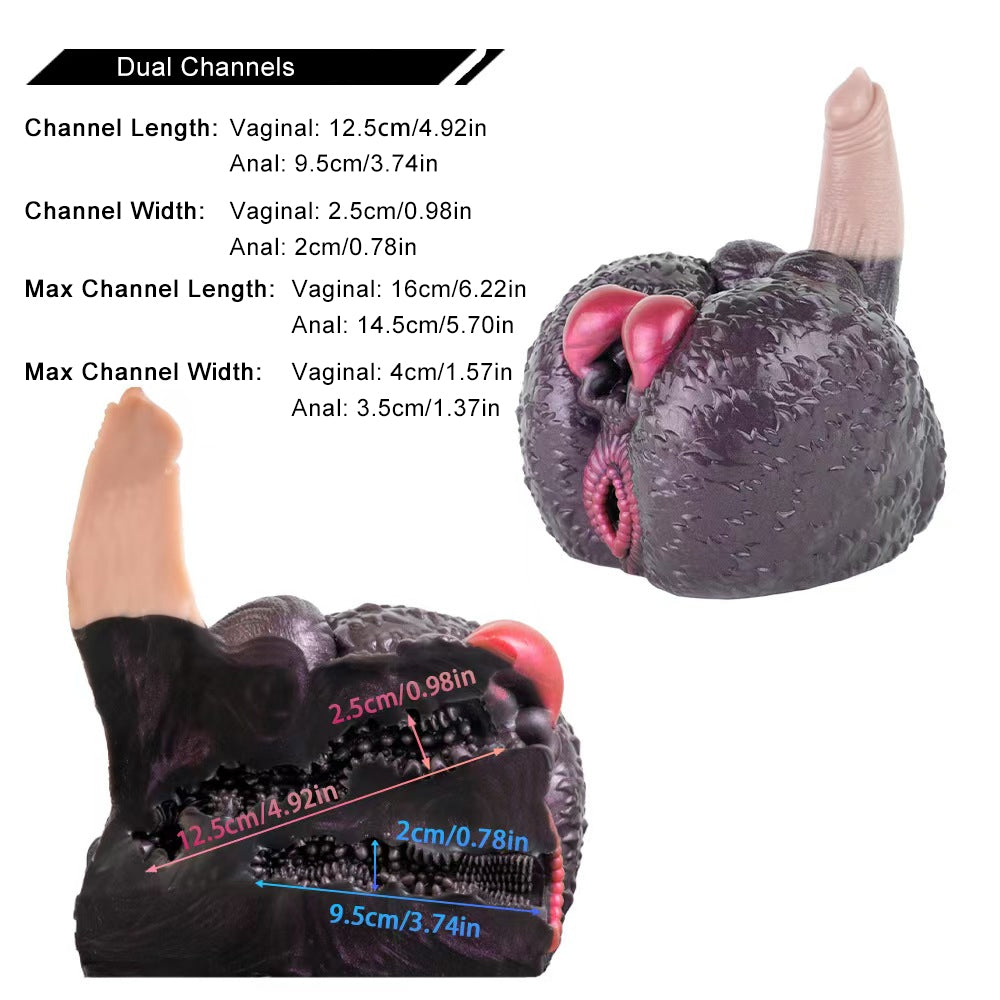 Fantasy Dual-End Silicone Masturbator & Dildo Combo | Realistic Texture Body Toy