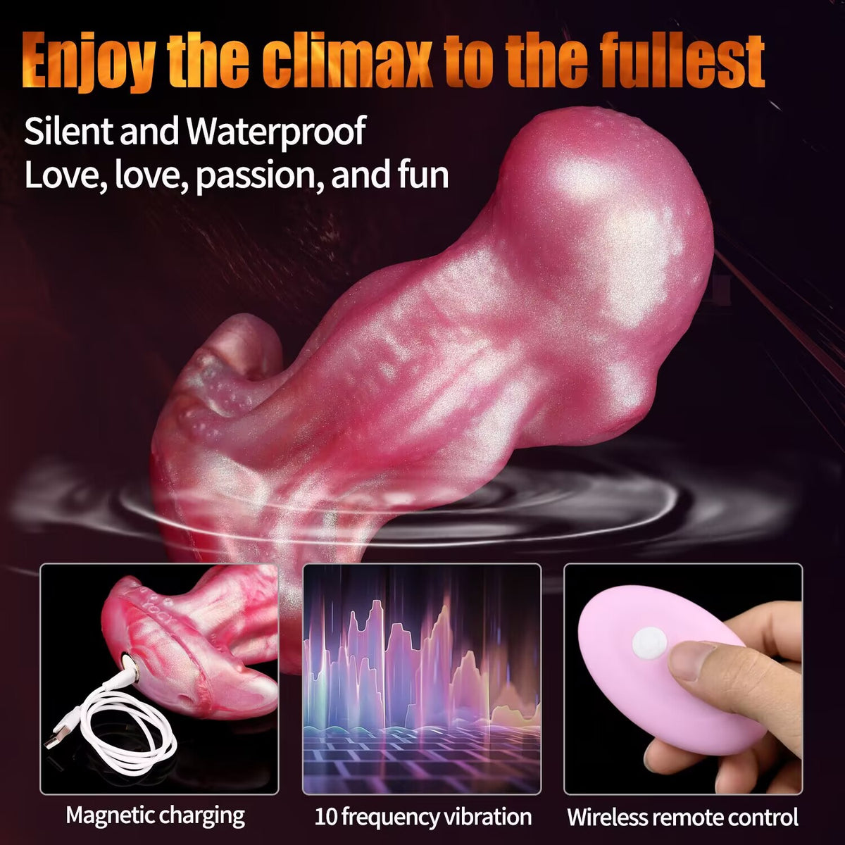 Octopus Fantasy Dildo & Plug Set with Harness, Remote Vibration & Faux Fur Tails