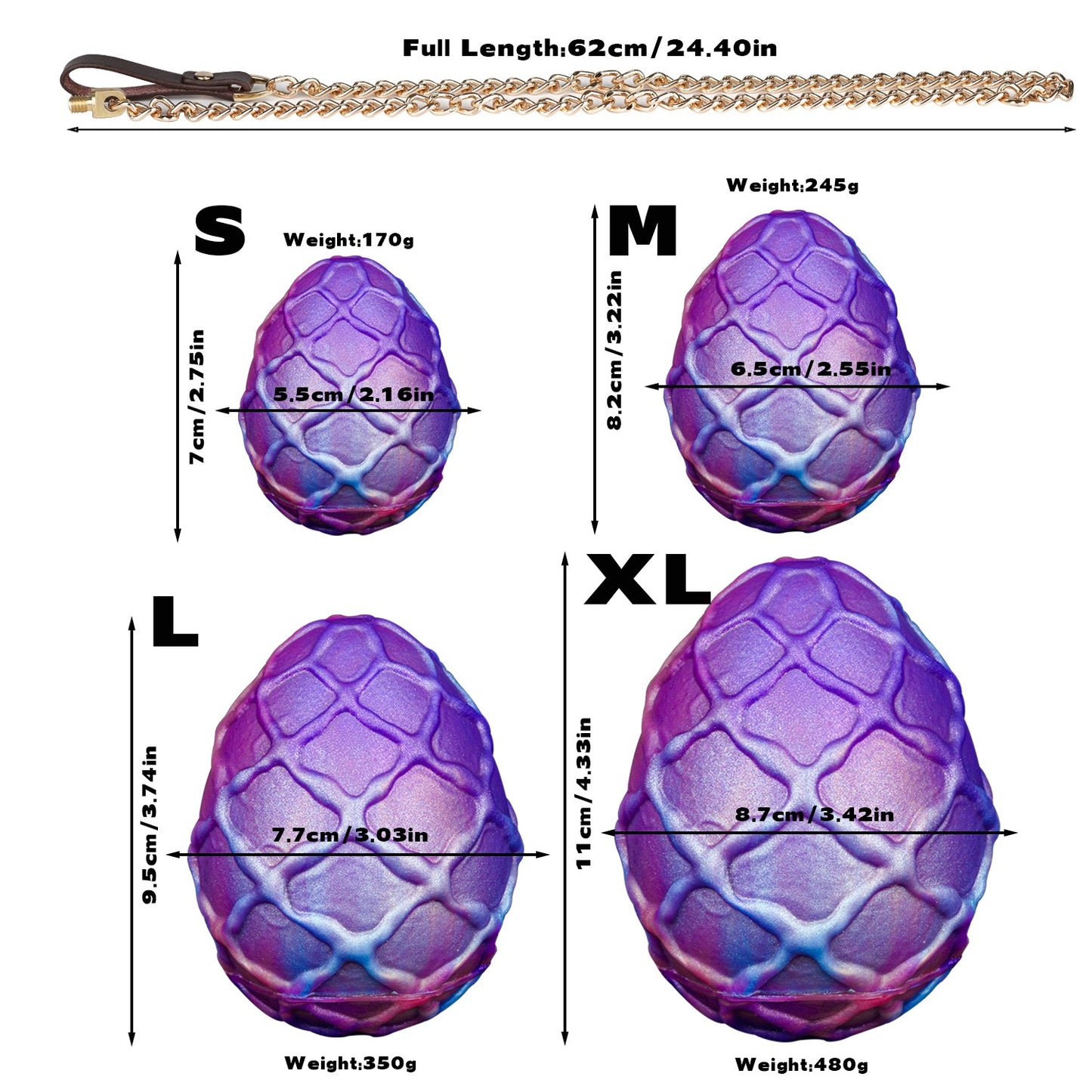 Dragon Egg Traction Analplug – Gewichtete Silikon-Anaplüge (S/M/L/XL) | Drachenschuppen-Textur Fantasy Trainingsset