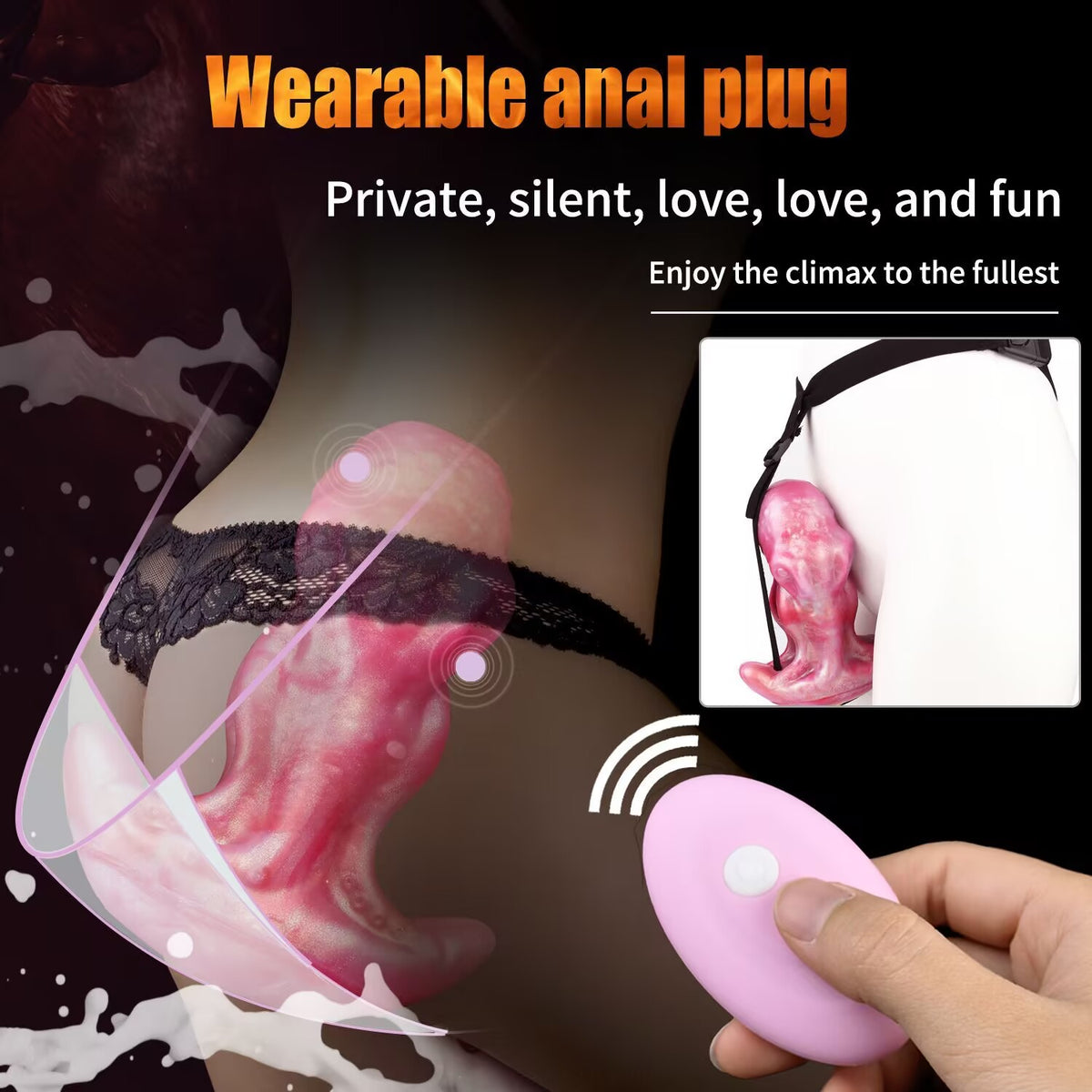 Octopus Fantasy Dildo & Plug Set with Harness, Remote Vibration & Faux Fur Tails