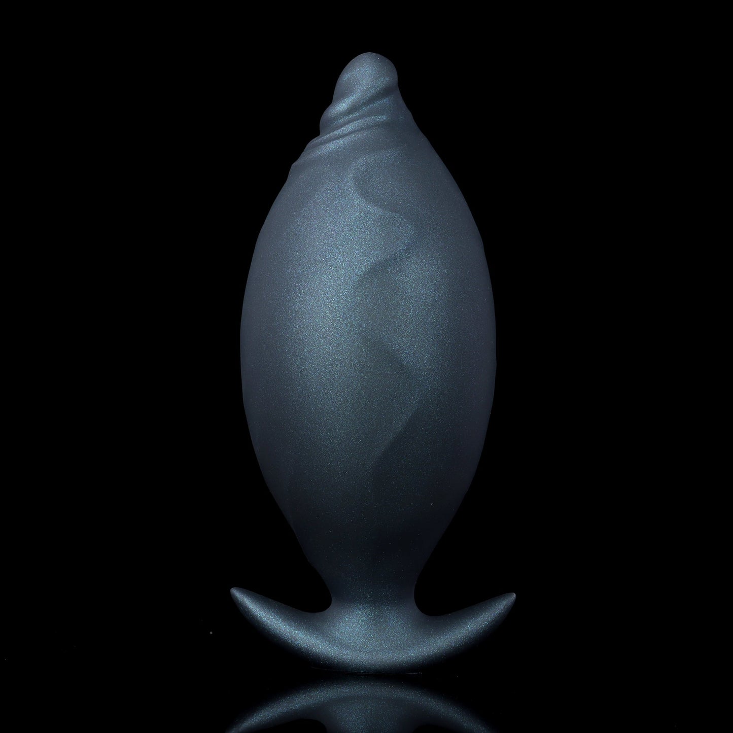 Black expandable fantasy anal plug with alien-like ribbed textures and a wide anchor safety base for advanced training.