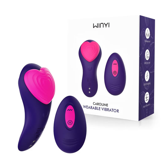 Premium wearable vibrator with remote control and retail box packaging.