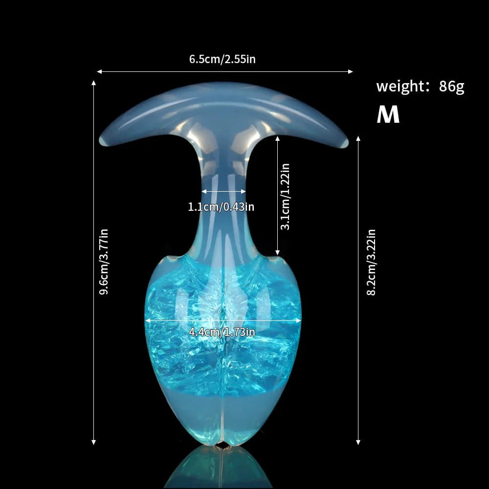 Medium size specifications for the glowing aurora blue crackle-core plug with a weight of 86g