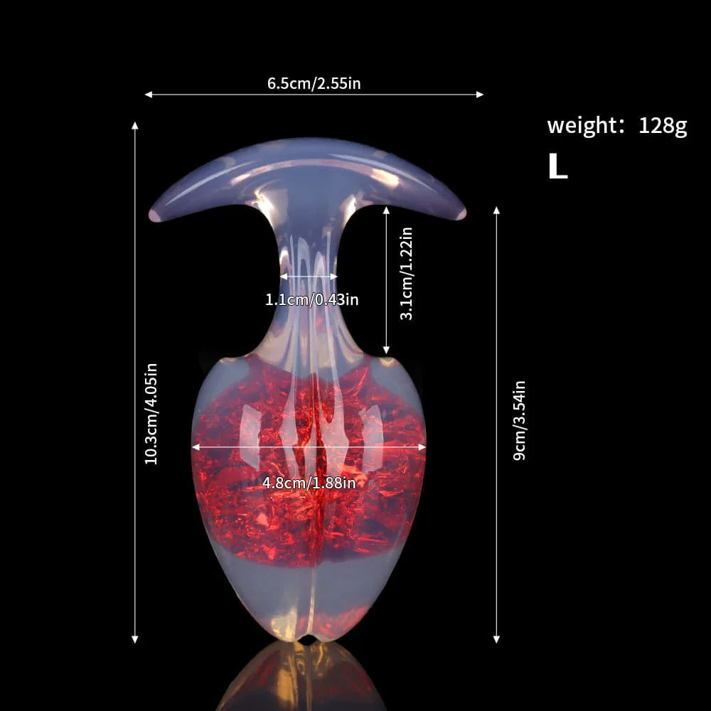 Technical specification sheet showing exact dimensions and weight for the large-sized aurora red crackle-core plug