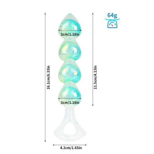Four Hearts Crystal Butt Plug – 3 Colors Available