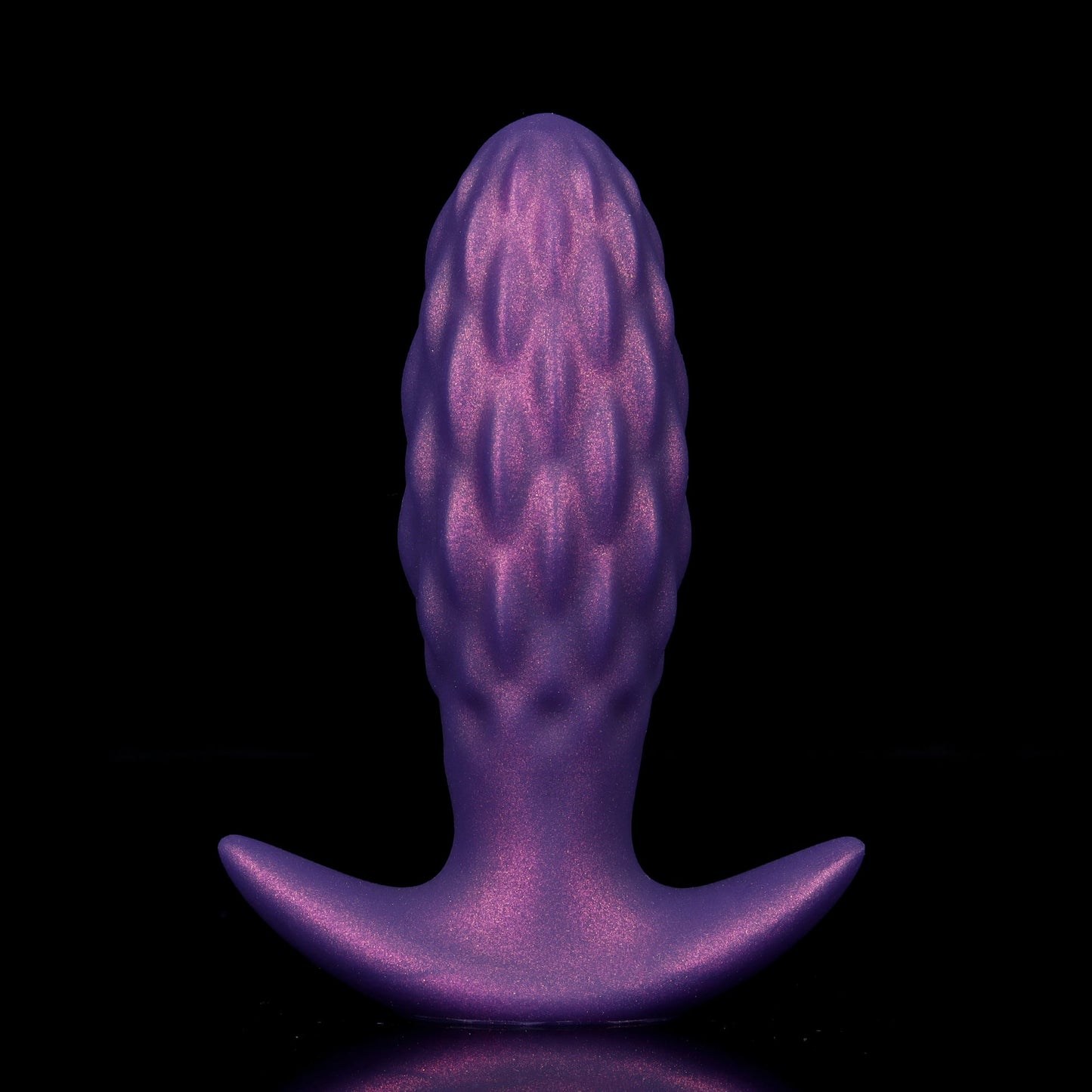 Cosmic purple expandable pinecone anal toy with glittery matte finish designed for progressive size adjustments.