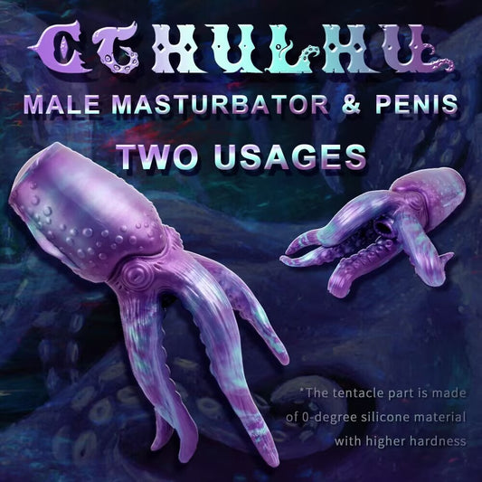 Cthulhu male masturbator with dual entrance usages and purple octopus tentacle design