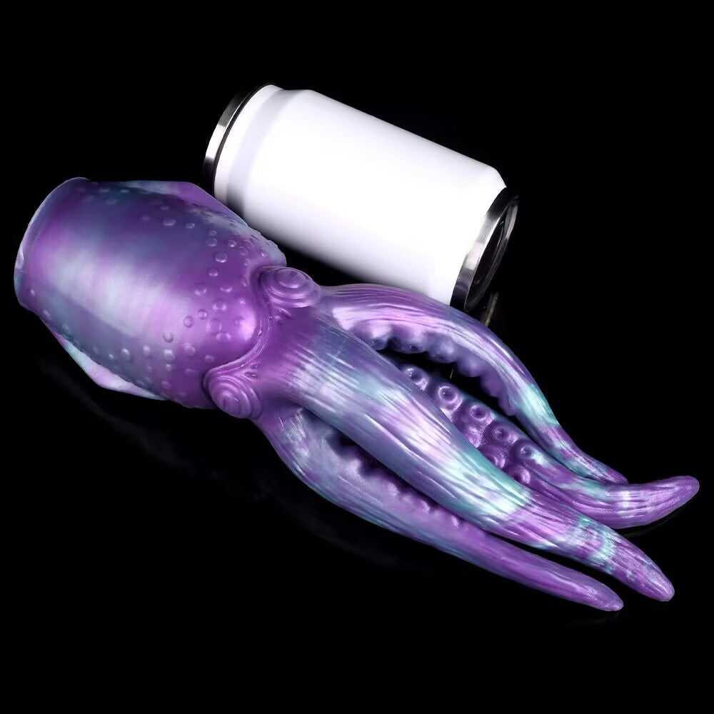 Cthulhu tentacle masturbator sleeve size comparison with a standard drink can
