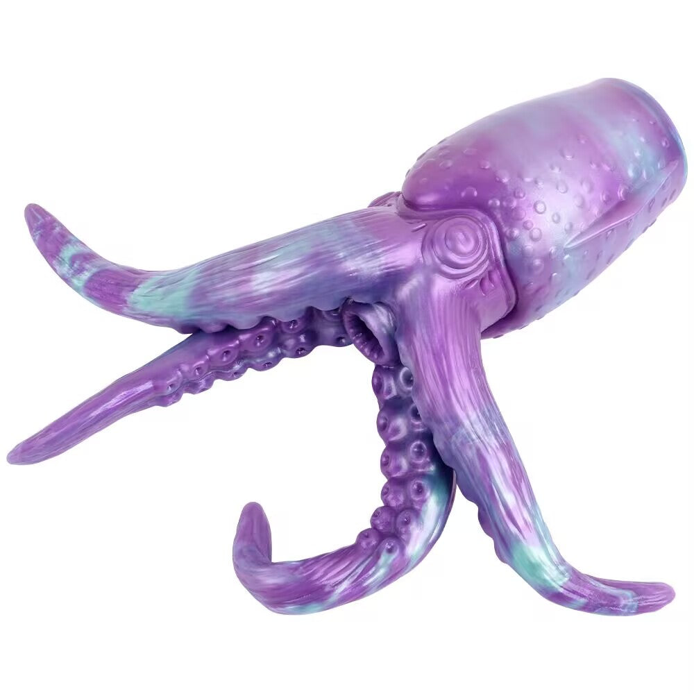Side angle view of the Cthulhu tentacle monster stroker showing octopus head and suction base