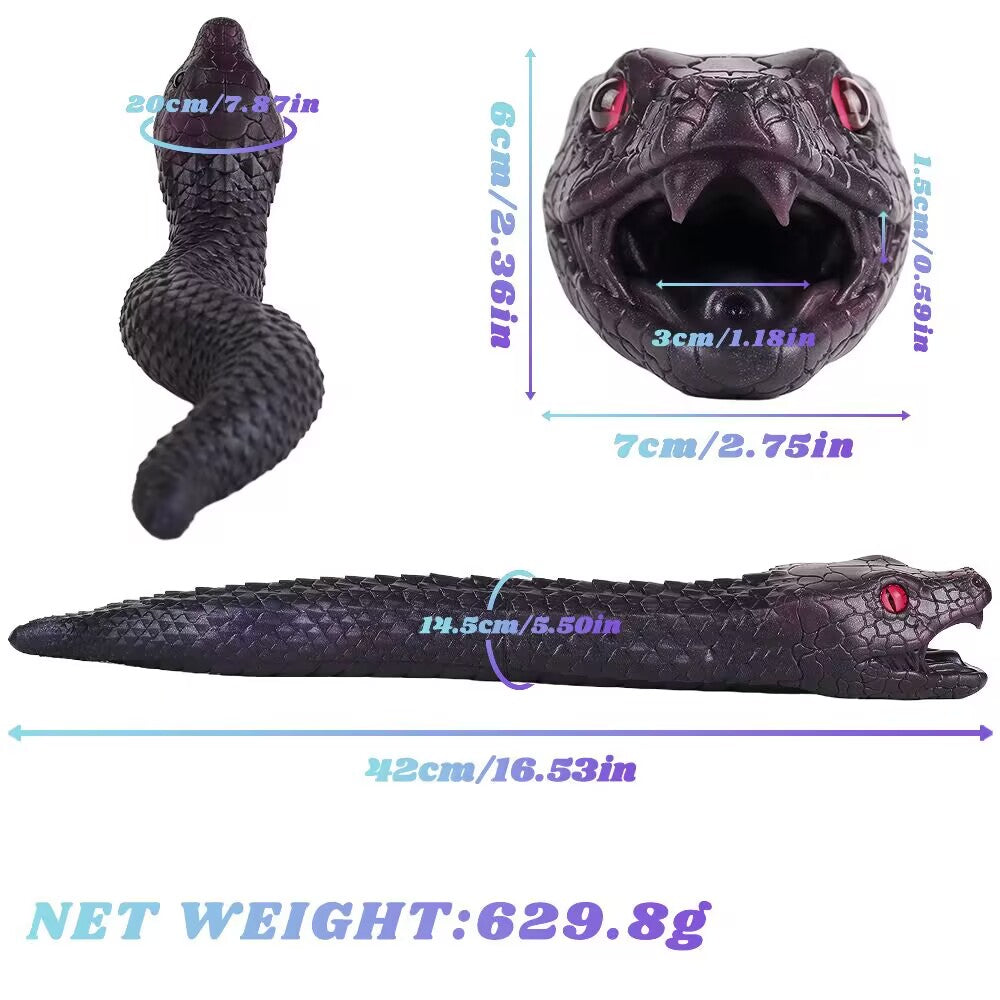 Dimensions and entry mouth diameter for 42cm flexible dark snake silicone fantasy stroker