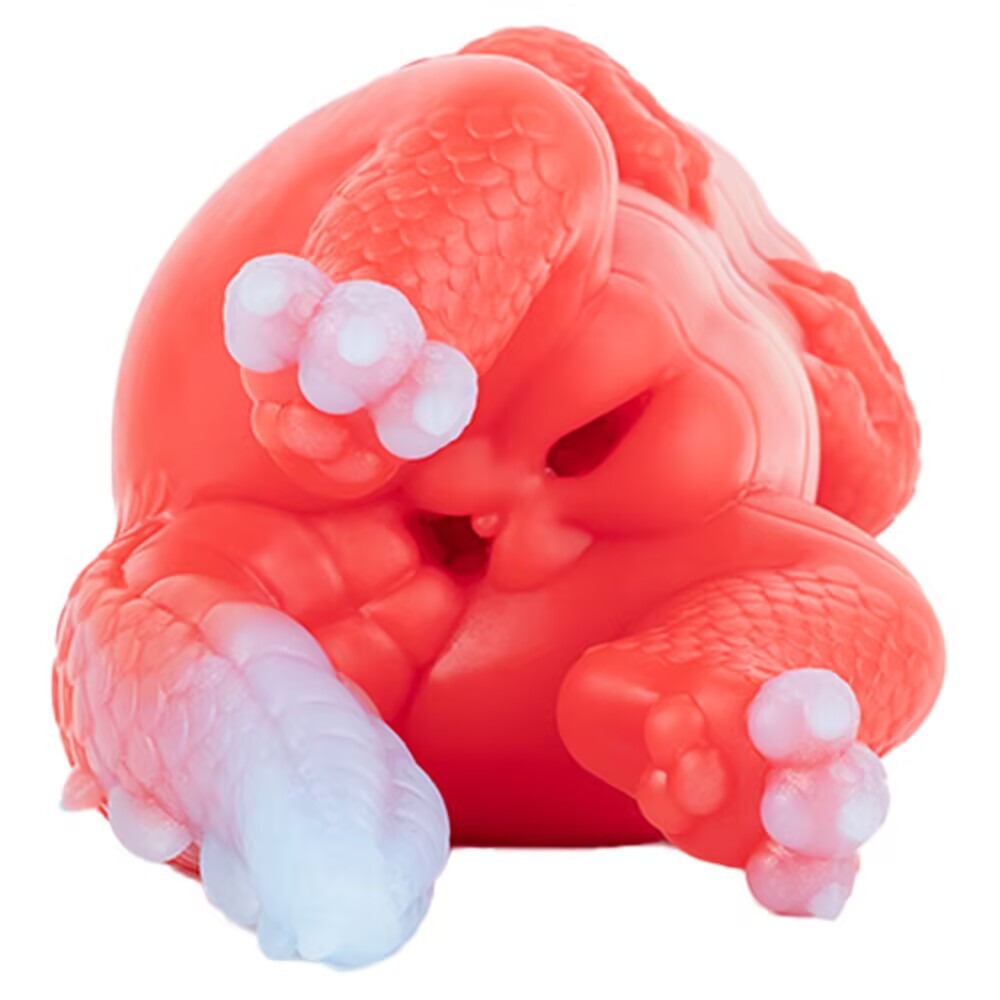 Front view of the fantasy creature toy, showing the detailed claws, belly ridges, and premium soft silicone build.