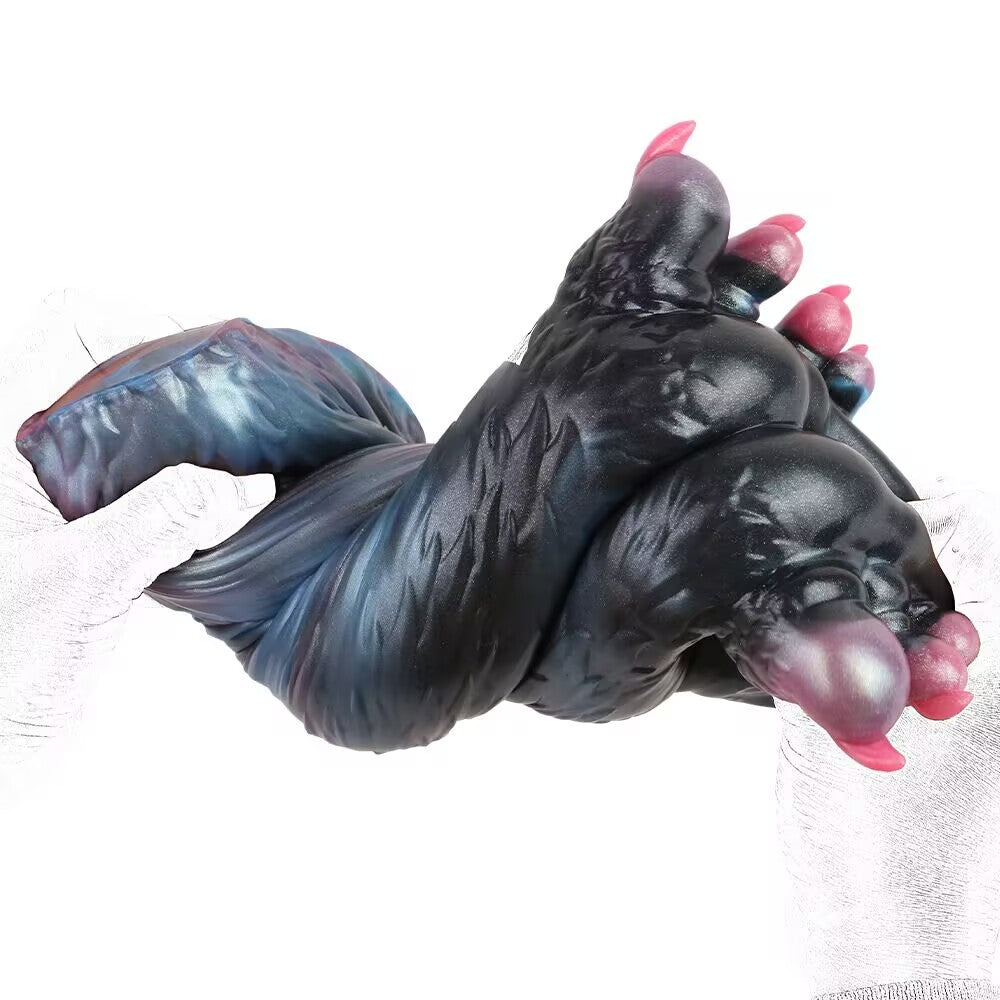 Durability test of beast paw masturbator sleeve being twisted without tearing.
