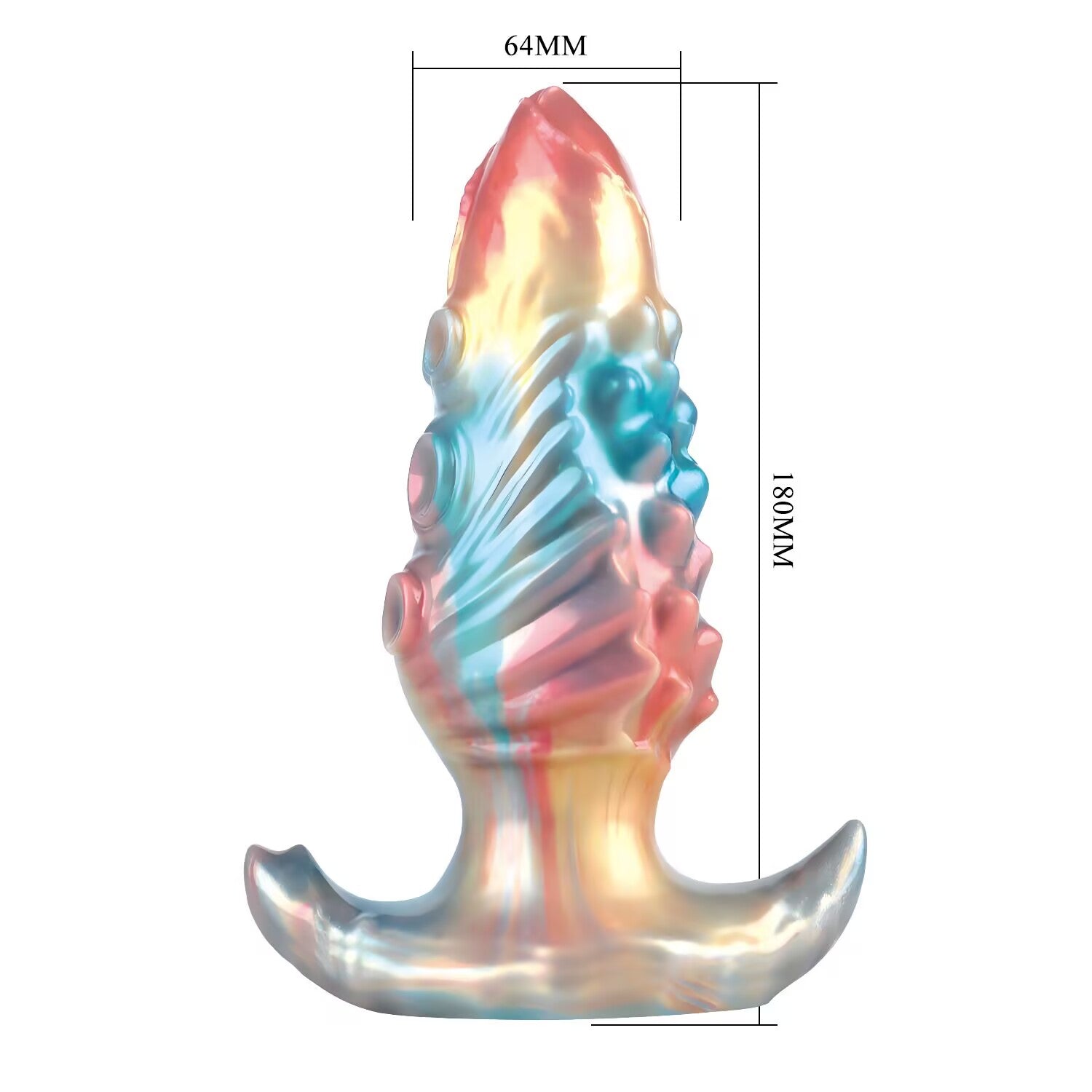 Product dimensions blueprint for Ebon Leviathan showing the 180mm total length and 64mm base width on a white background.