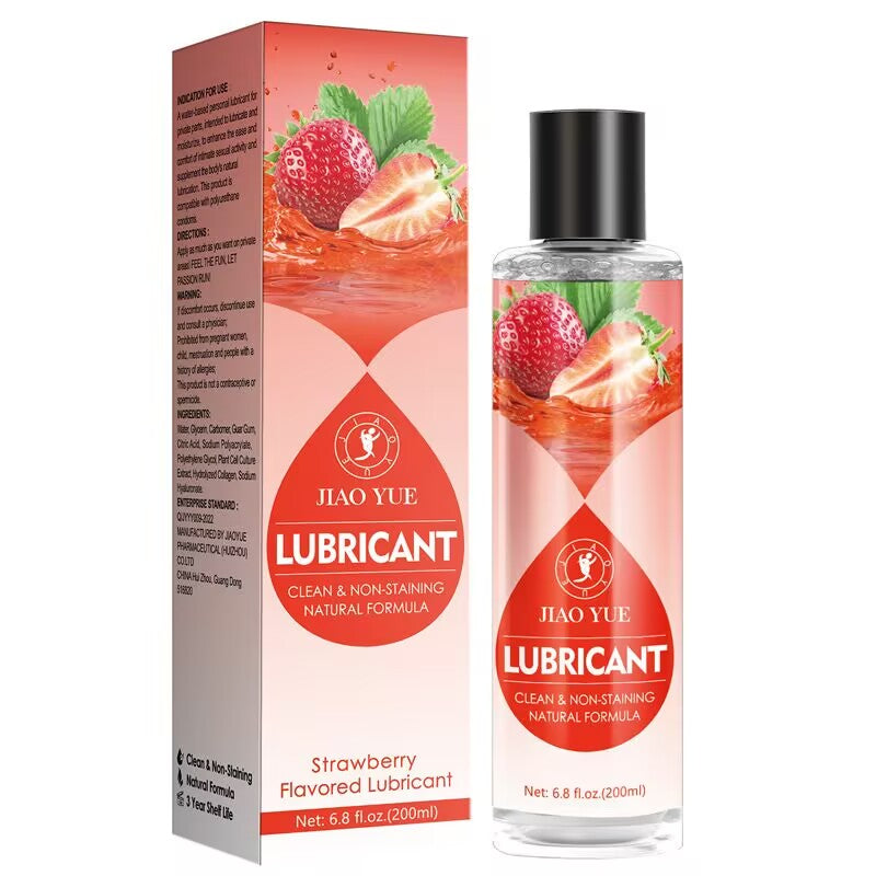 Edible strawberry flavored natural formula personal lube gel 200ml bottle