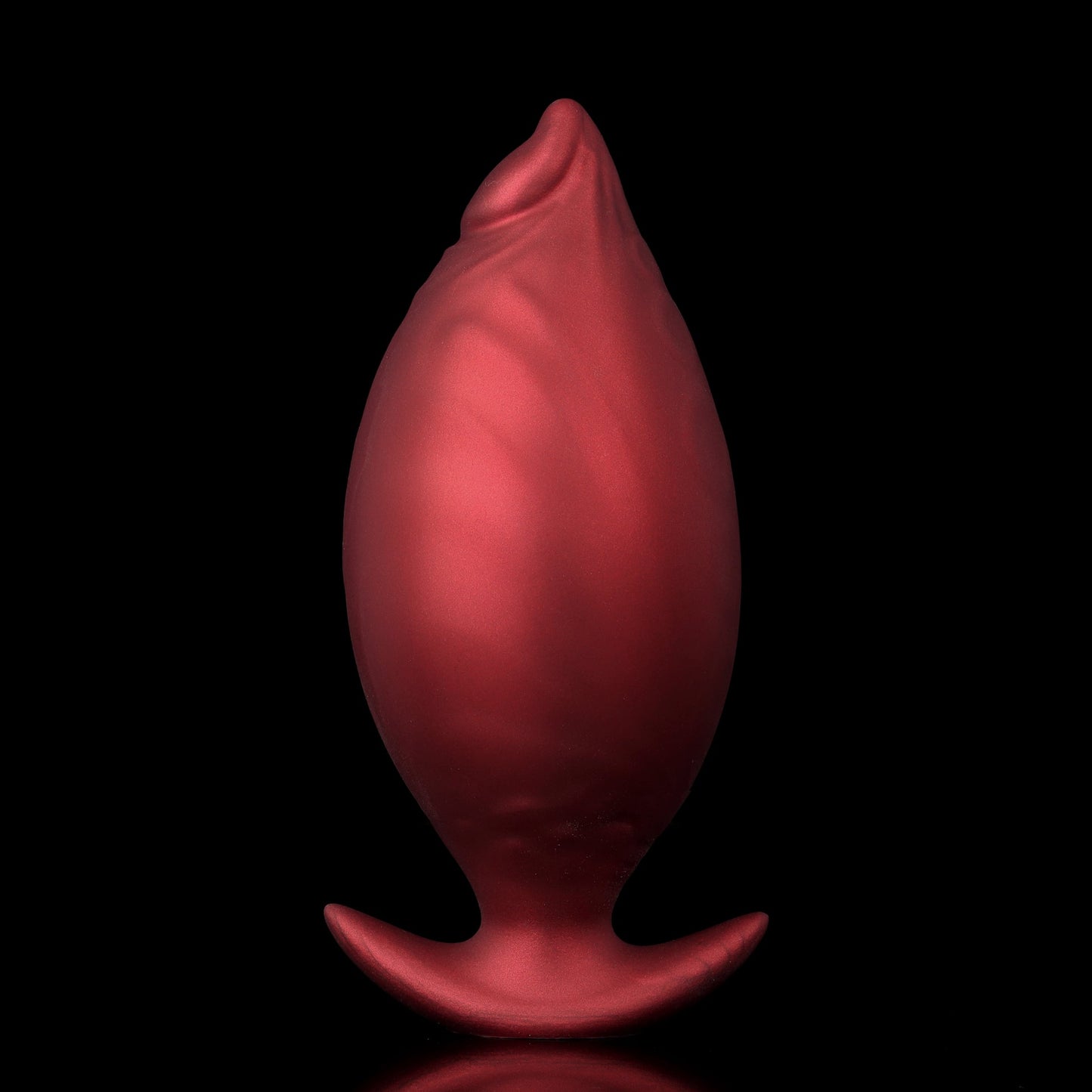 Smooth back view of the Crimson Red inflatable anal dilator highlighting its ergonomic bulbous shape.