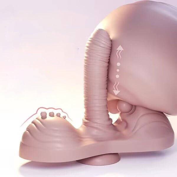 Close-up detail of ergonomic ride-on silicone cushion base showing multi-point external massage nodes.