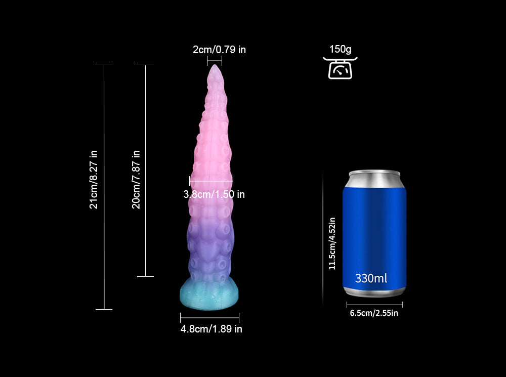 Medium 21cm gradient fantasy tentacle toy product specifications and dimensions.