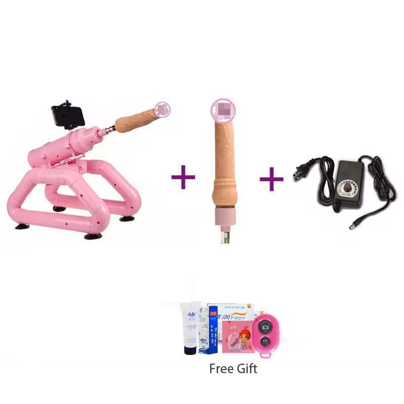 Complete automatic thrusting machine kit including power controller, attachment, lubricant, and care accessories.