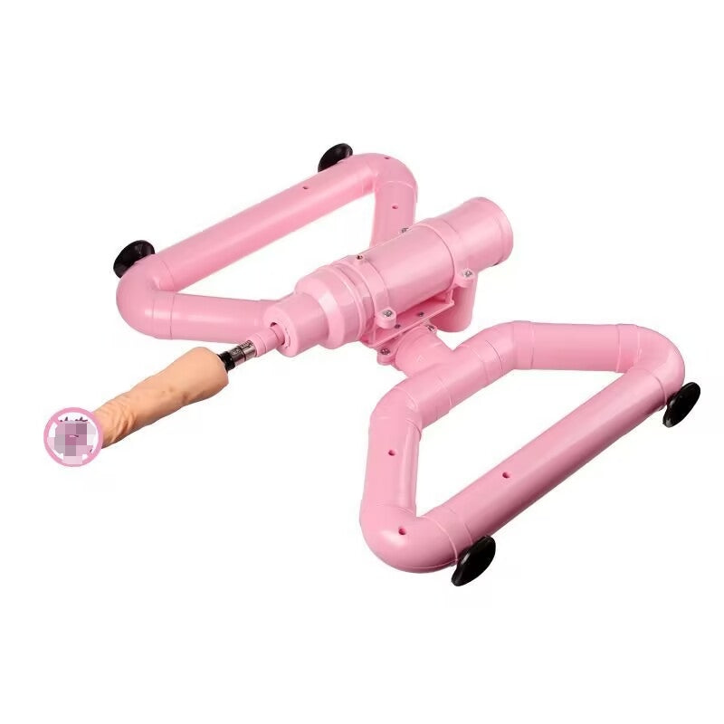 Bottom view of hands-free automatic sex machine featuring four heavy-duty suction cups for stability.