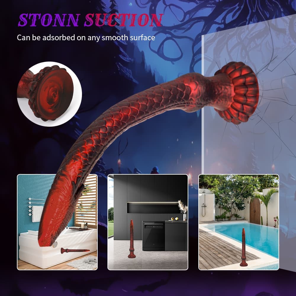 Product scenarios showing the strong suction cup base adsorbed horizontally and vertically in bathroom bathtub, kitchen, and outdoor swimming pool.
