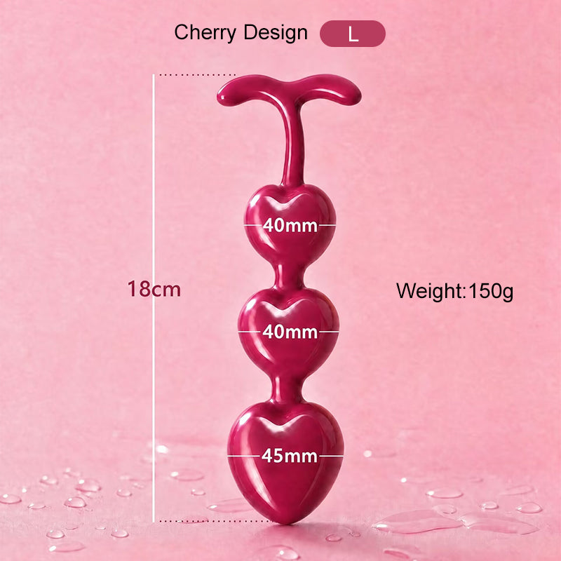 Large cherry anal plug specs: 18cm length, 150g weight, with 40mm and 45mm beads for advanced users.