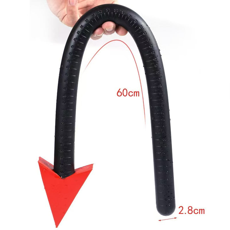 Extra long 60cm silicone devil tail anal plug probe with cm scale for deep stimulation