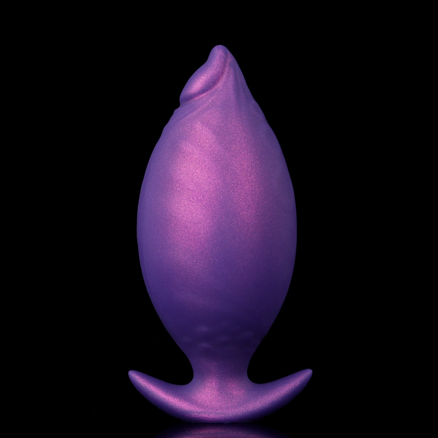 Back view of the metallic Royal Purple large anal plug showcasing the premium body-safe liquid silicone material.