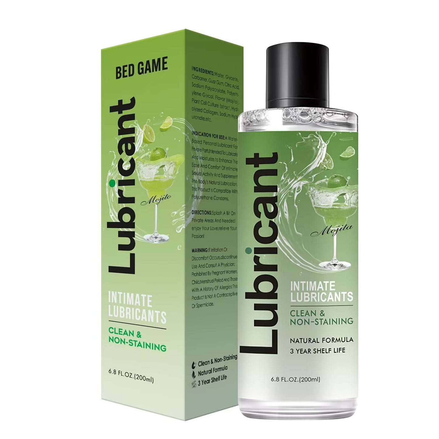 Mojito flavored water based lubricant gel with non-staining natural formula 6.8 oz