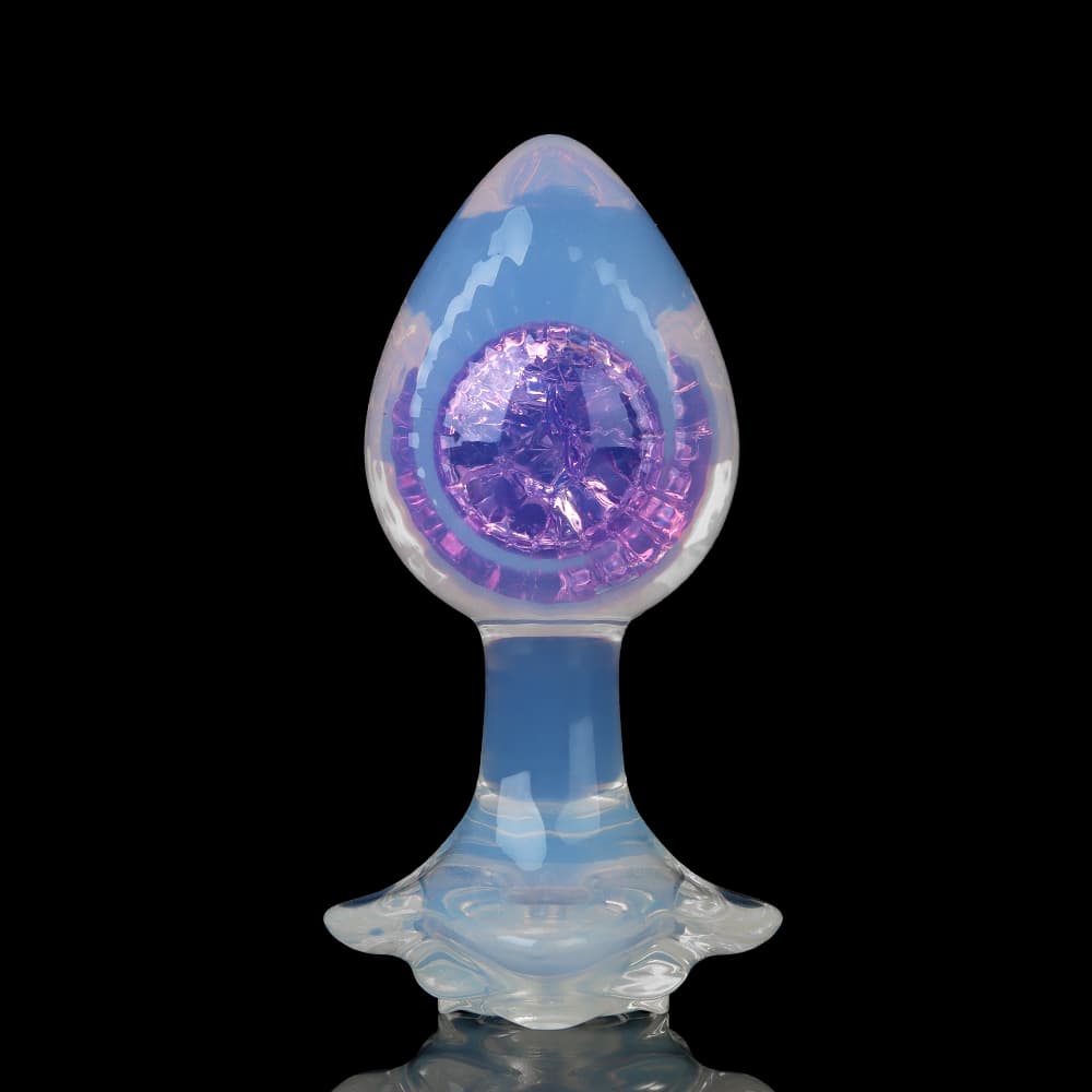 Opaline glass adult sensory toy with a deep purple cracked-crystal inner gem design.