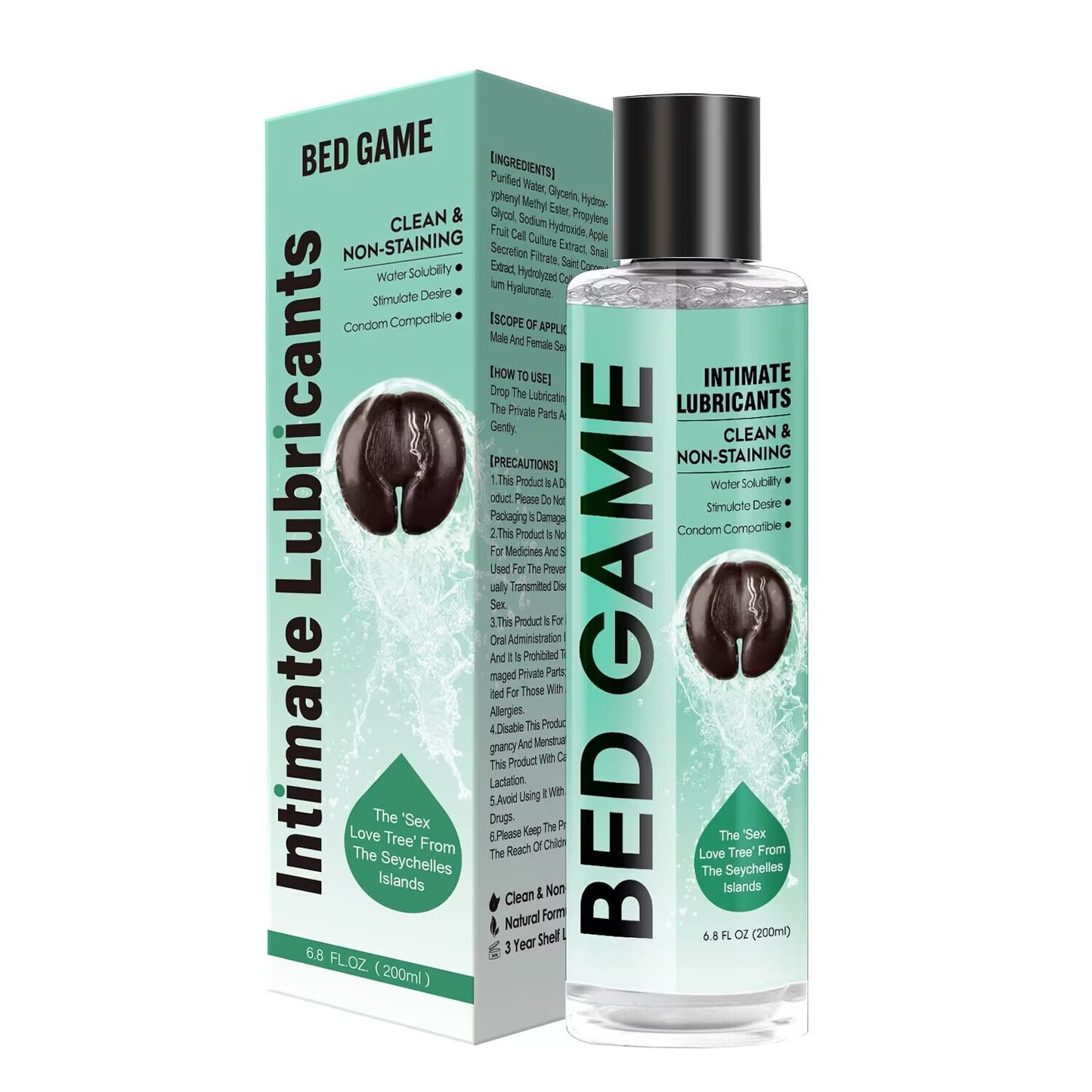 Natural formula water soluble intimate lube bottle with love tree packaging