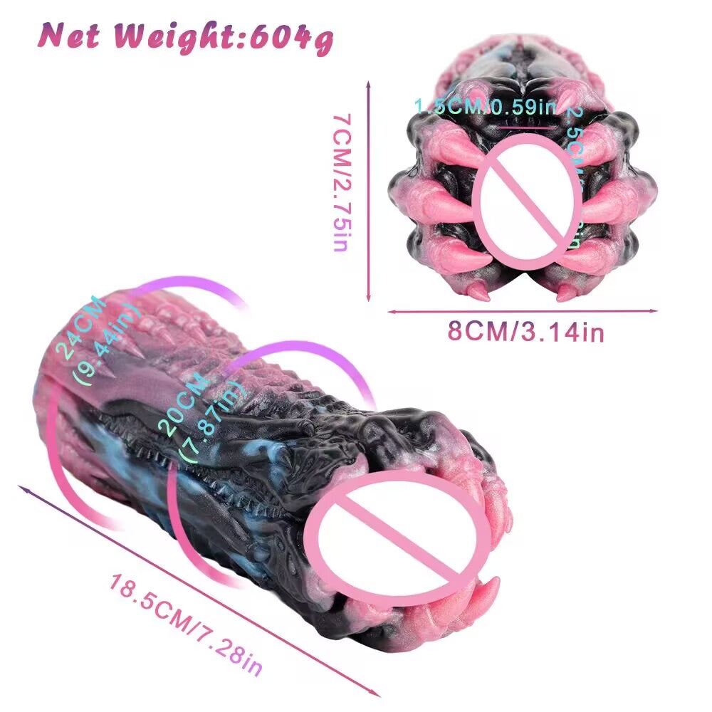 Outer texture design and dimensional measurements for the G6252 Shadow Stalker monster masturbator.