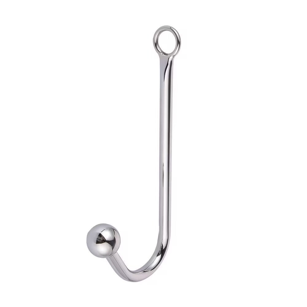 Single ball anal hook for posture control and sensory play.