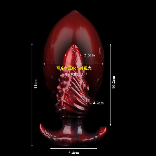 Size Small specifications graphic for the inflatable fantasy toy, showing a 11cm height and an inflation expansion up to 8cm.