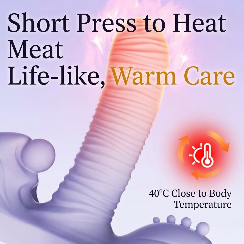 Smart 40°C body-temperature warming function on textured silicone massager shaft.