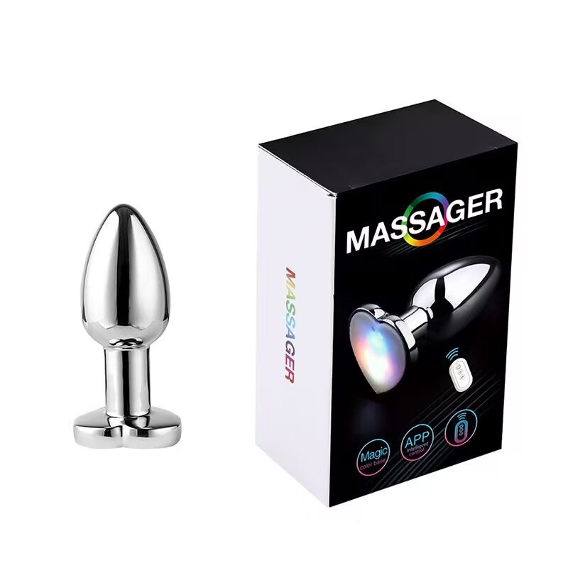 Small size smart anal massager displayed next to its premium retail gift box packaging.