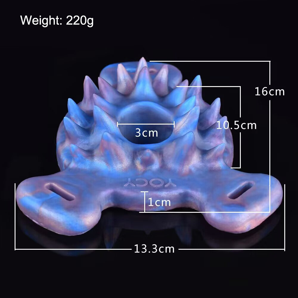 Spiked ring wearable grinder pad size specification showing 220g weight, 3cm inner opening, and 16cm total length