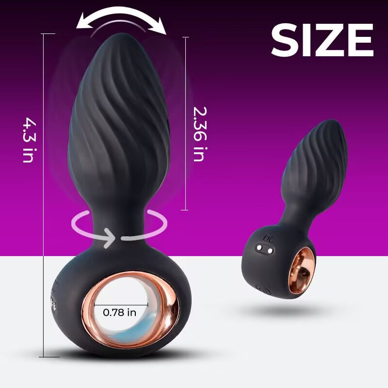 Product size diagram showing 4.3 inch total length and 2.36 inch insertable length for vibrating plug