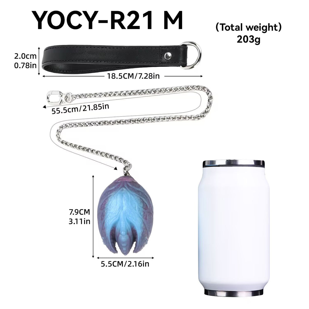 Medium size mystic egg silicone bead YOCY-R21 M measuring 7.9cm by 5.5cm.