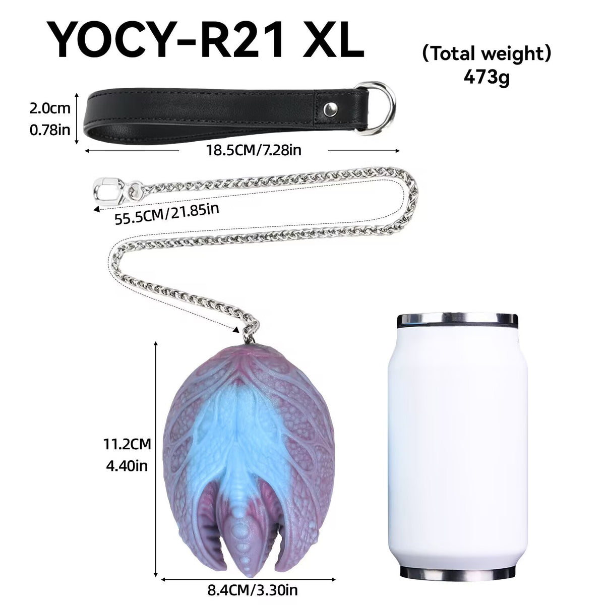 Extra large size mystic egg silicone bead YOCY-R21 XL measuring 11.2cm by 8.4cm weighing 473g.